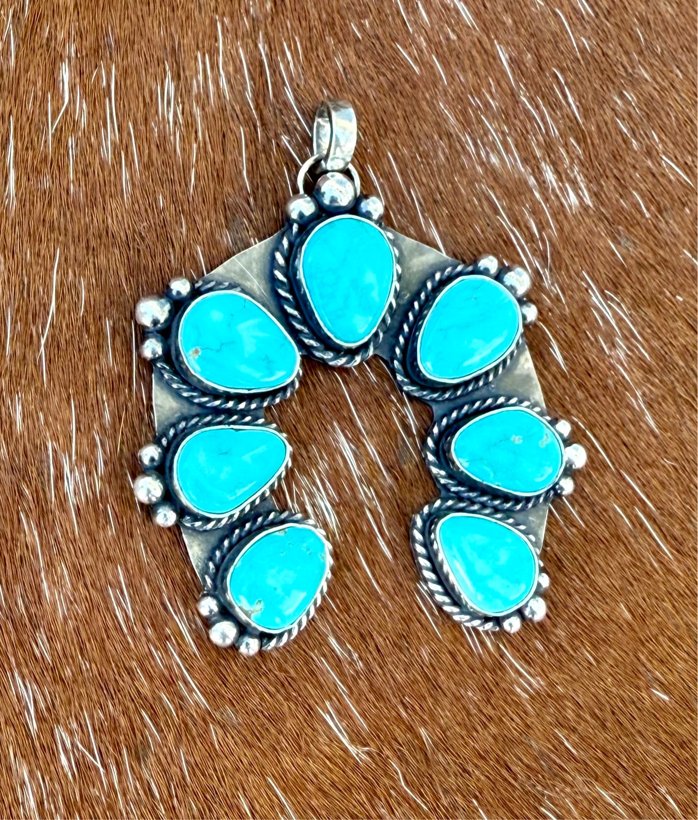 Blue Ridge Turquoise Squash Blossom Pendant Necklace