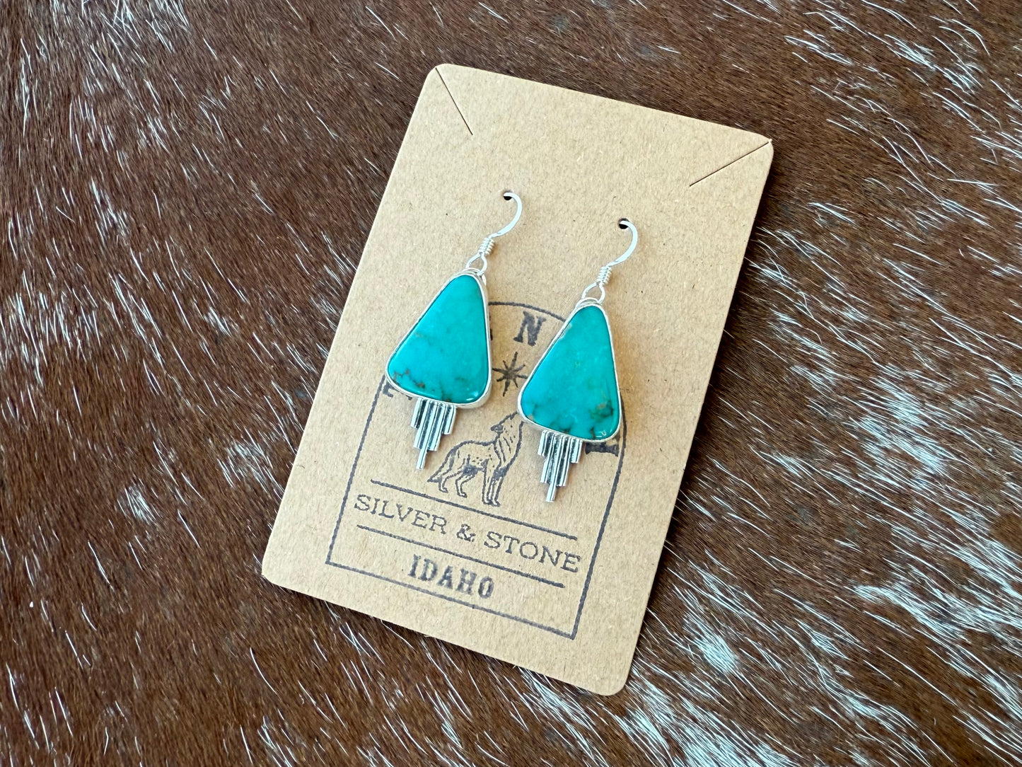 Royston Turquoise Dangle Earrings with Silver Flare