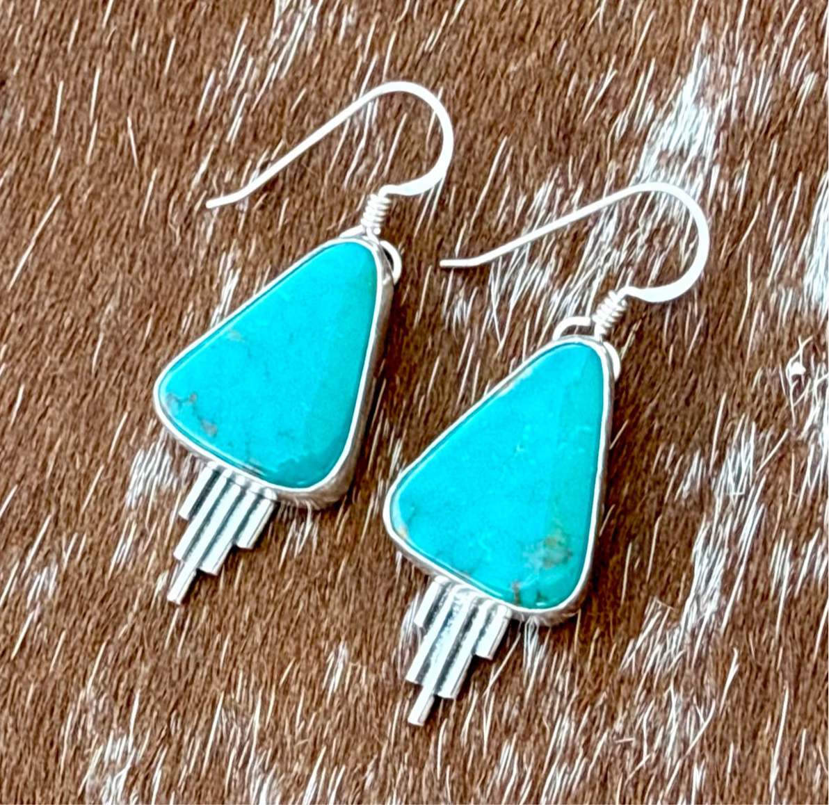 Royston Turquoise Dangle Earrings with Silver Flare