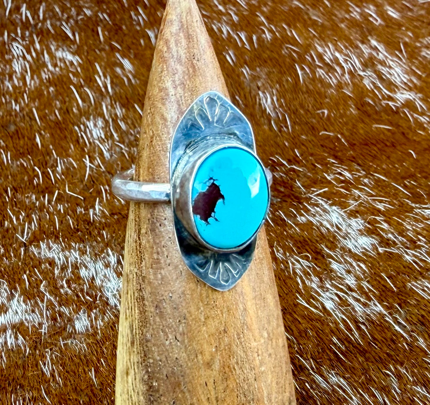 Egyptian Turquoise Stamped Ring