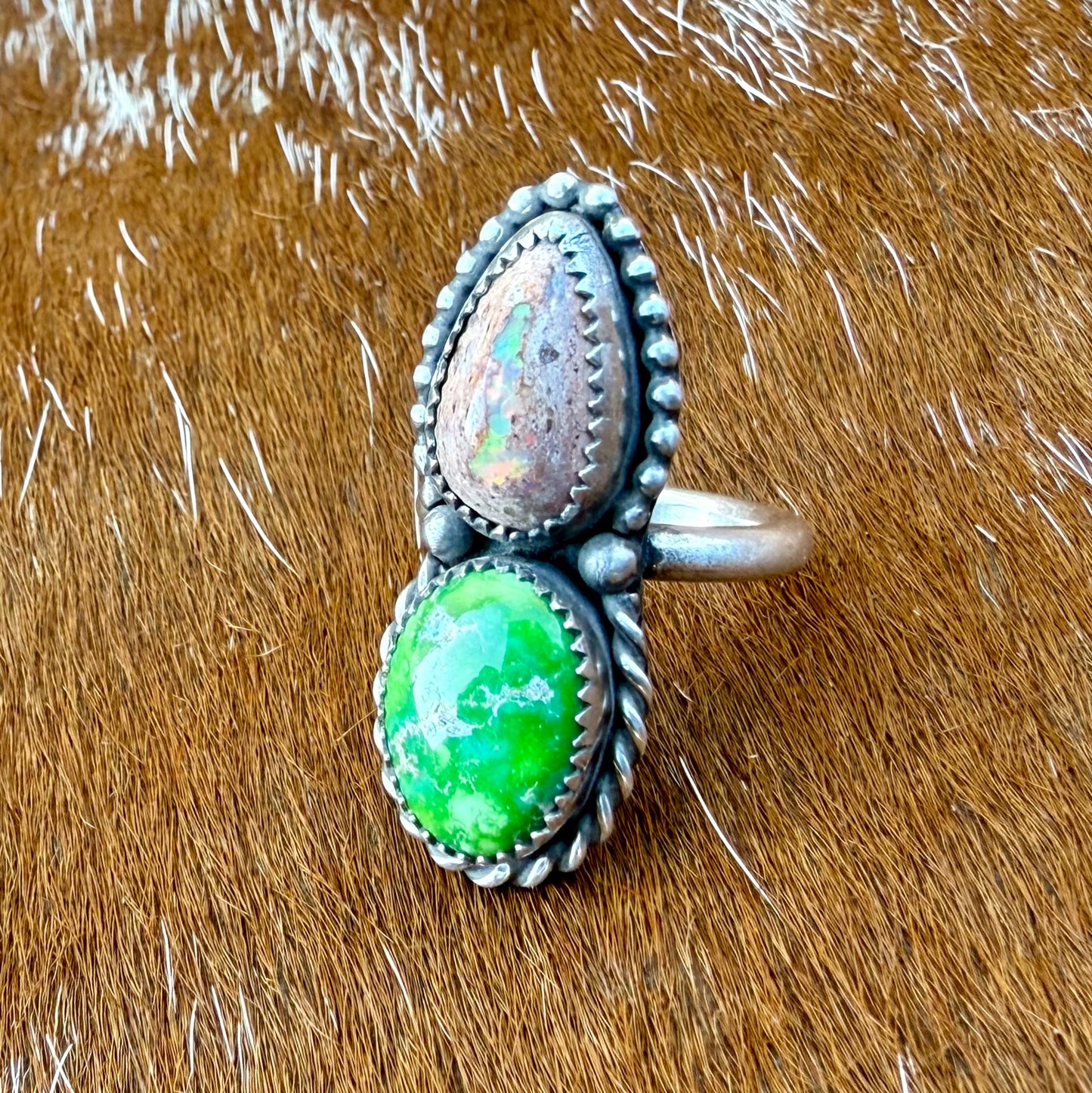 Sonoran Gold Turquoise & Mexican Fire Opal Double Stone Necklace