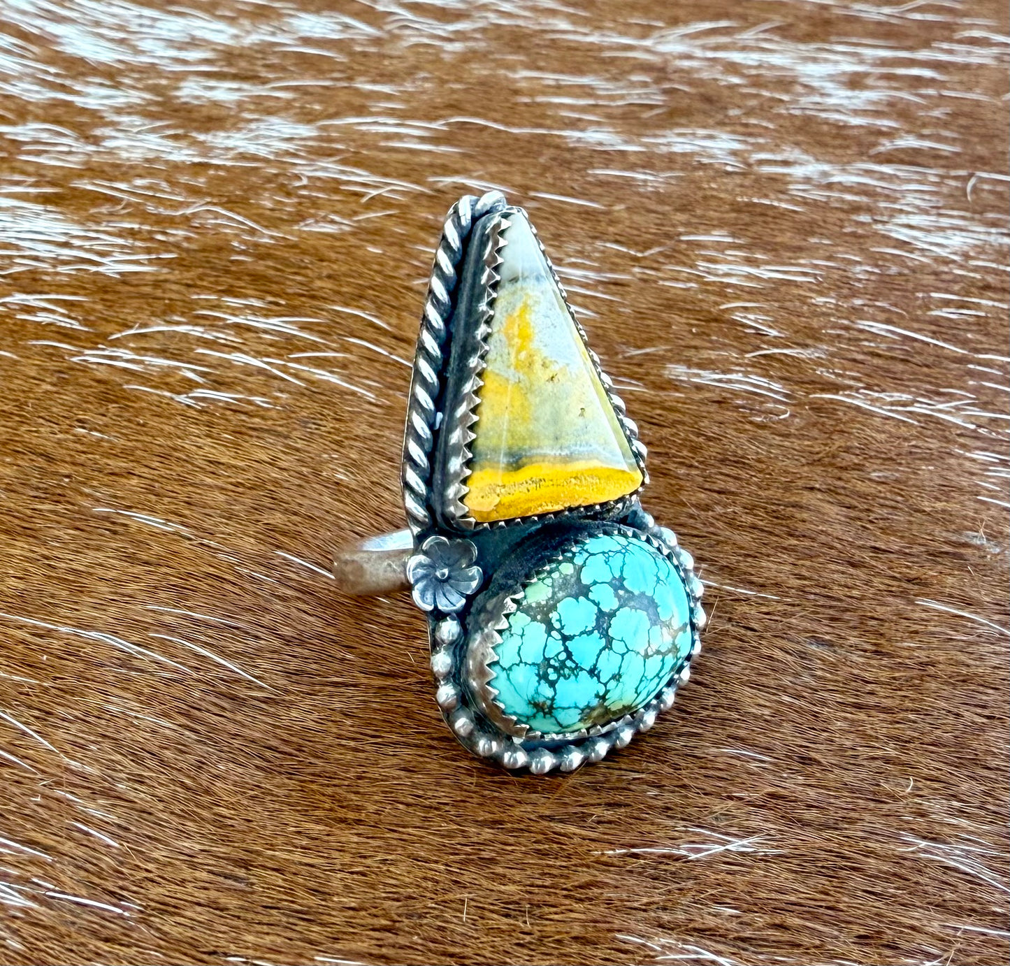 Bumble Bee Jasper & Blue Moon Turquoise Double Ring