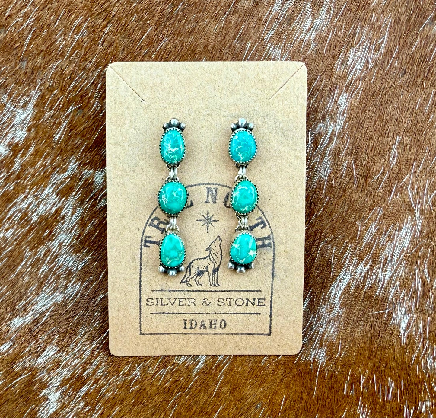 Sonoran Gold Turquoise Dangle Stud Earrings