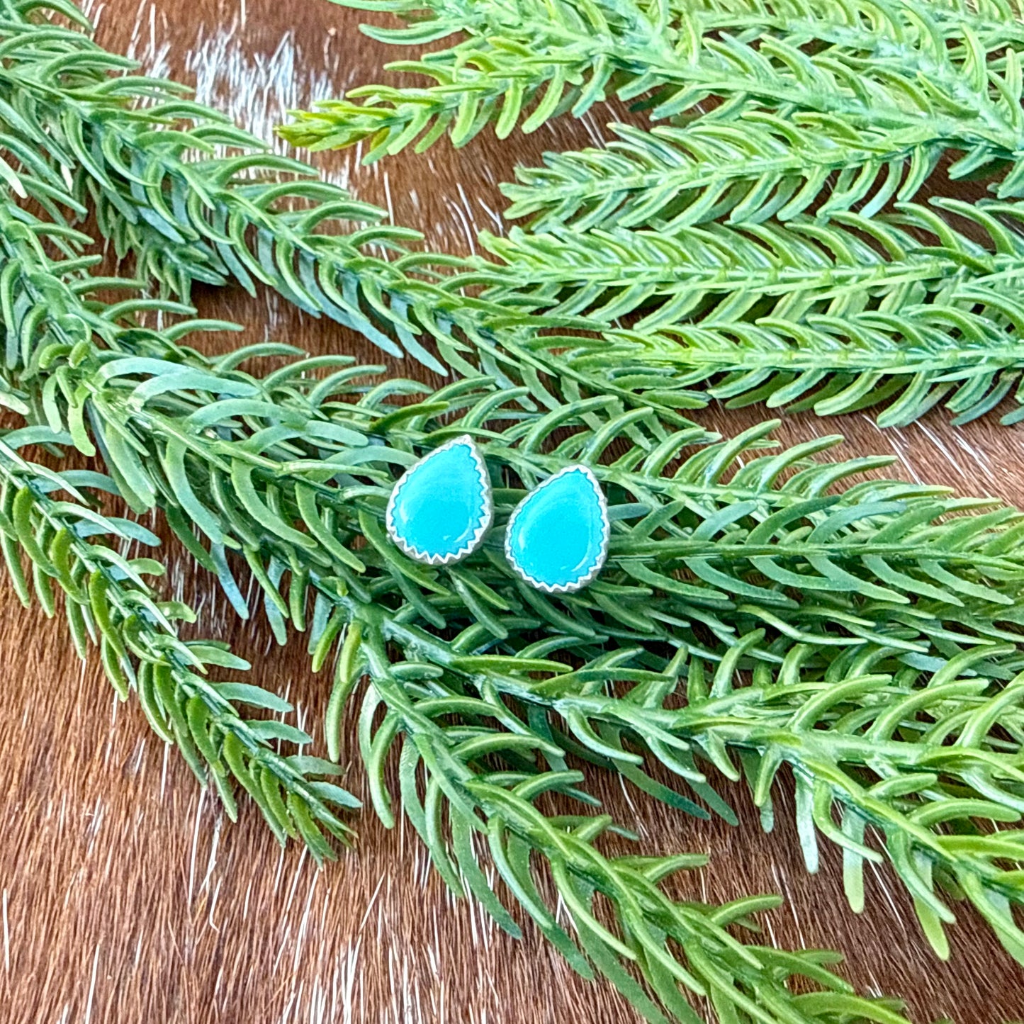 Kingman Turquoise teardrop stud earrings
