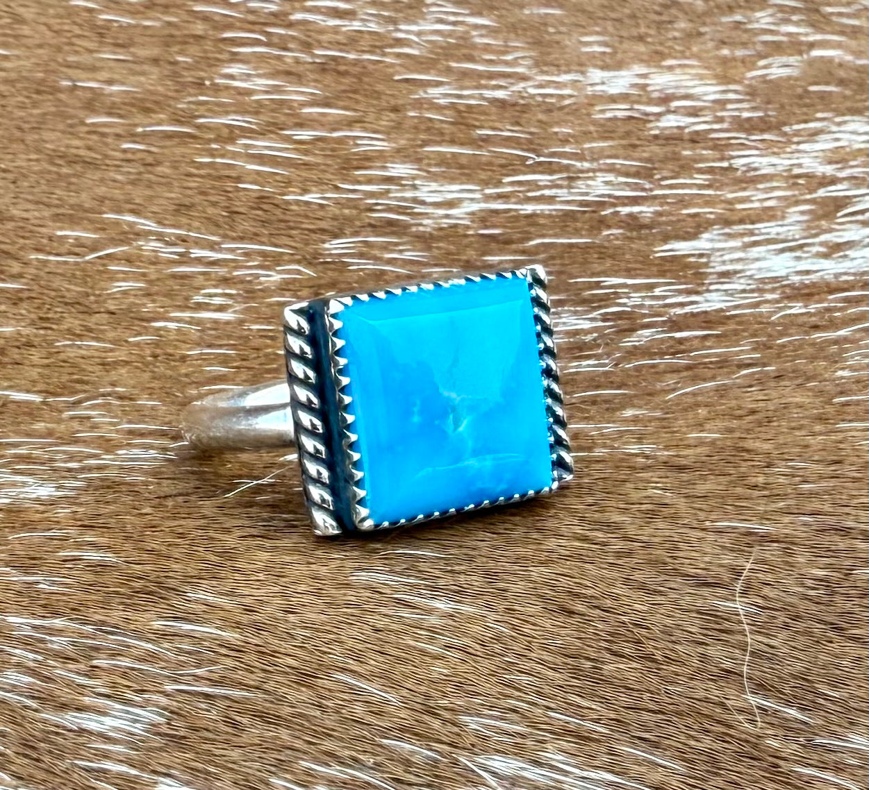 Vivid Blue Kingman Turquoise square ring