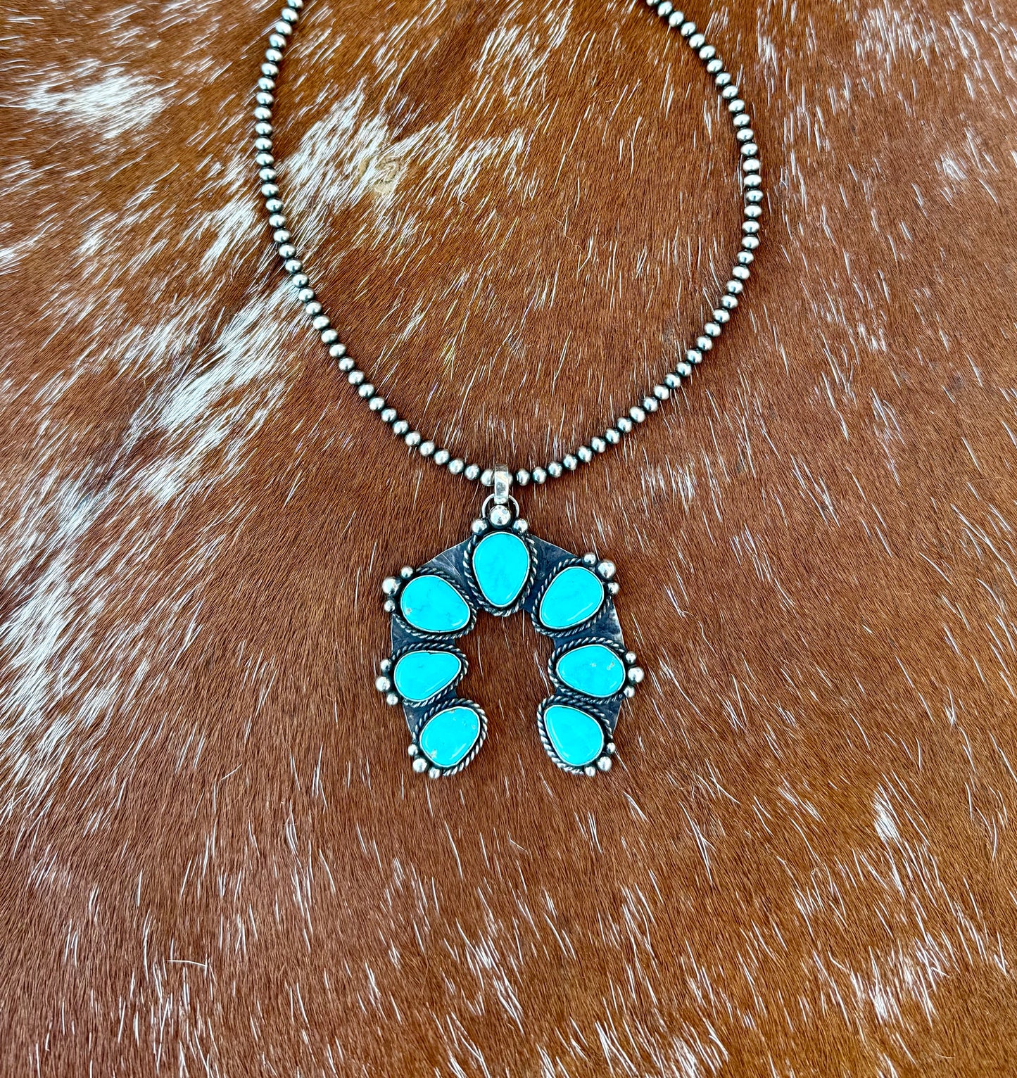 Blue Ridge Turquoise Squash Blossom Pendant Necklace