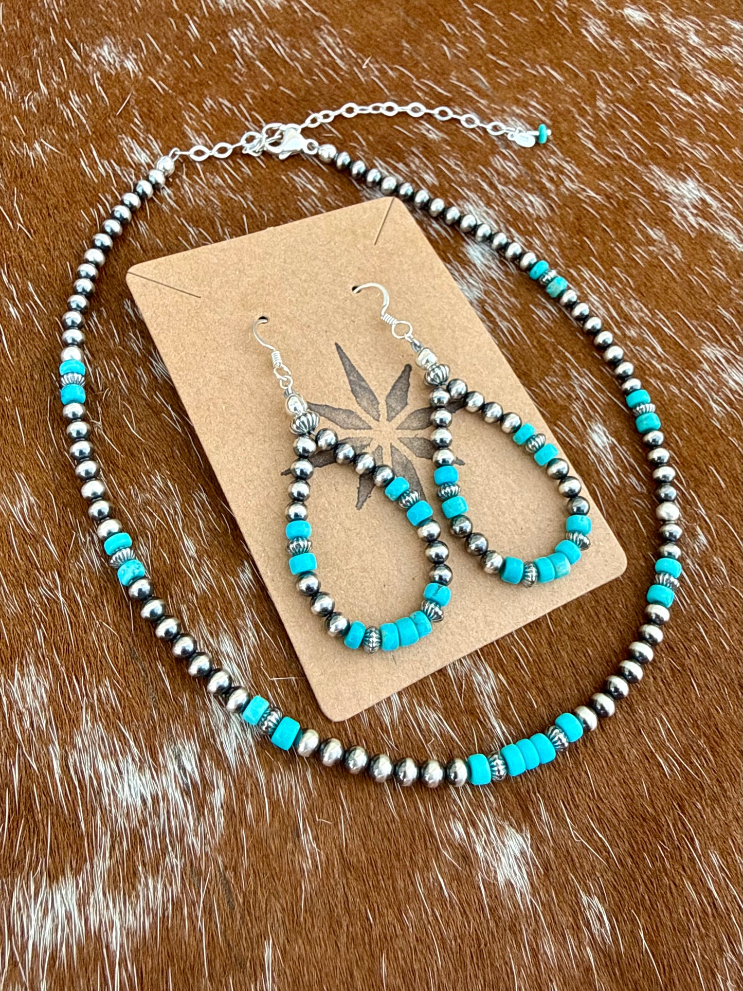 Sterling Silver Pearls 4mm and Kingman Turquoise beads