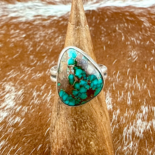 Pilot Mountain Turquoise double shank ring