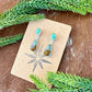 Owyhee Picture Jasper and Kingman Turquoise stud dangle earrings