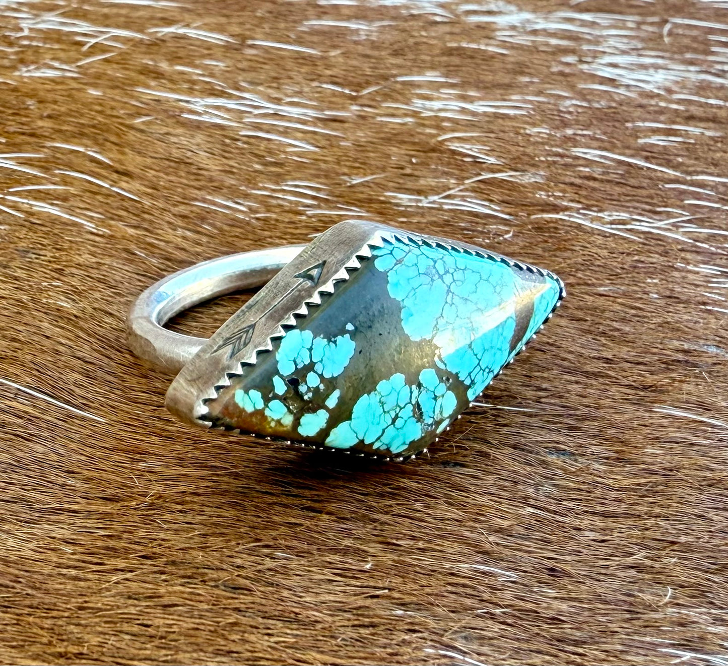 Turquoise #8 Stamped Arrow Ring