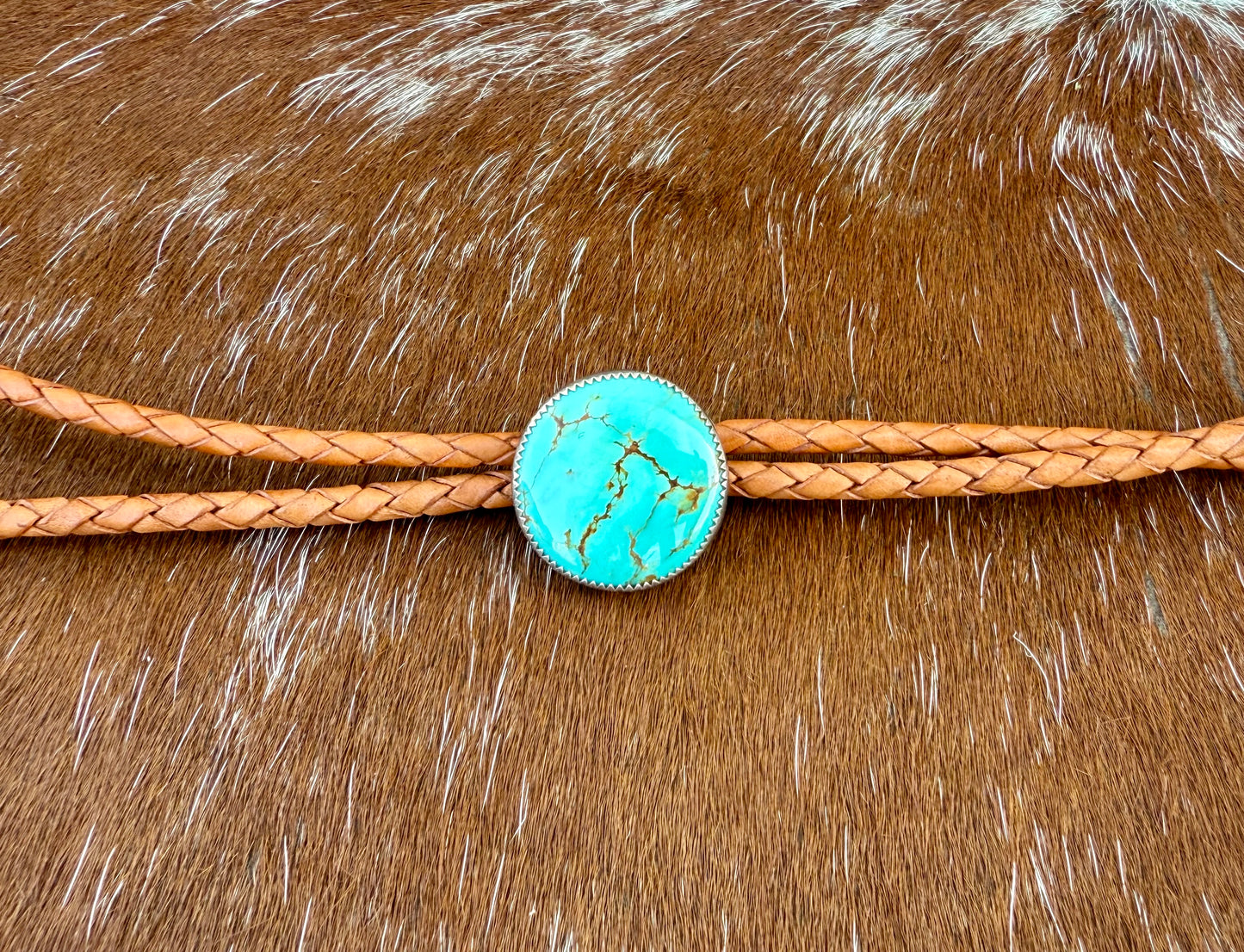Kingman Golden Web Turquoise Hat Band with Golden Leather Cord