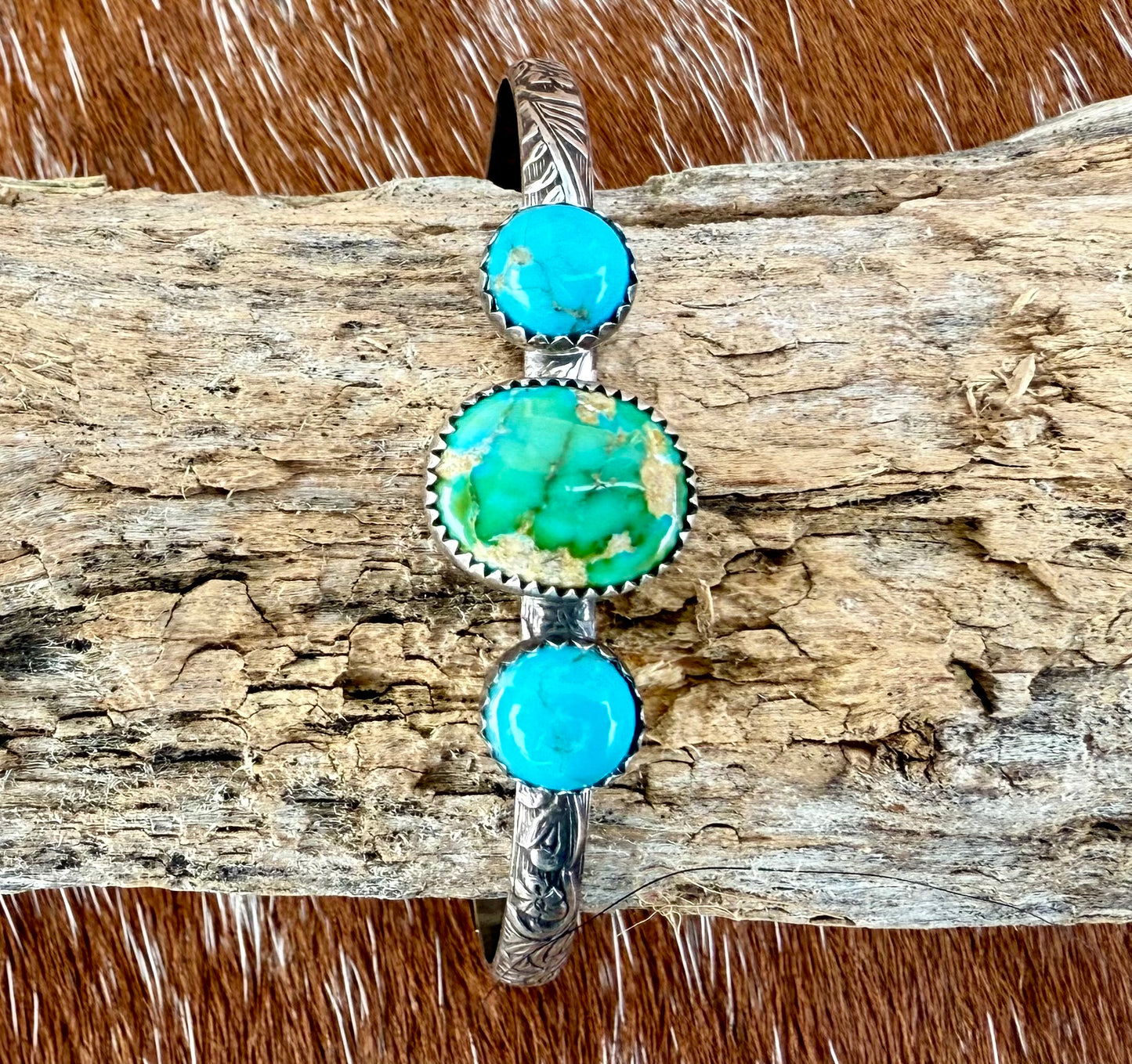 Sonoran Gold Turquoise and Kingman Turquoise cuff bracelet