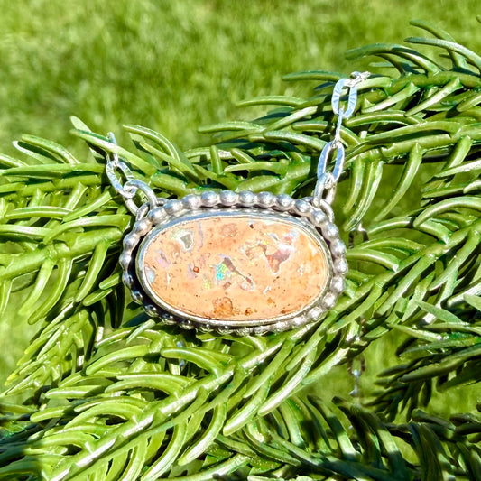 Mexican Fire Opal bar necklace