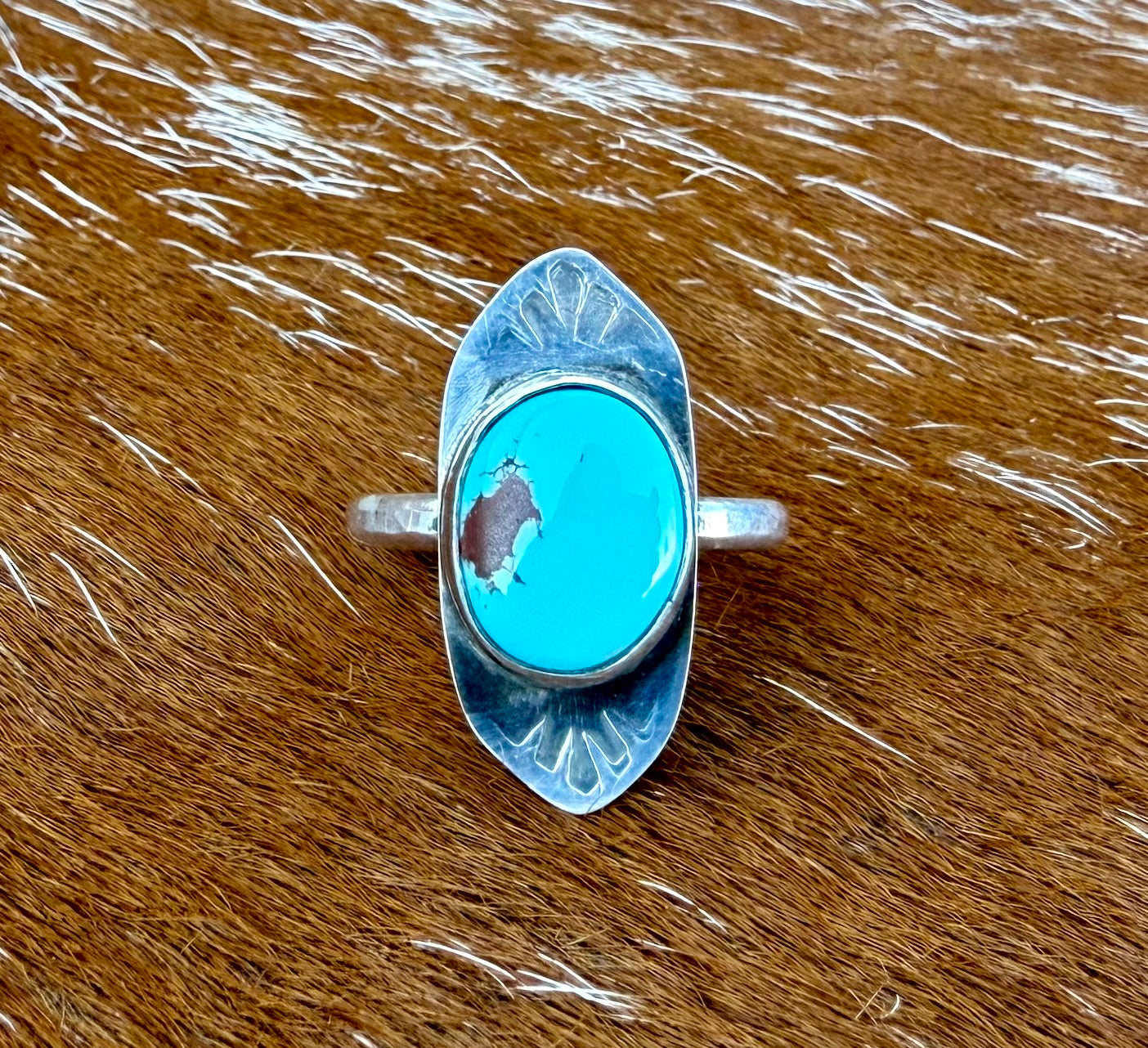 Egyptian Turquoise Stamped Ring