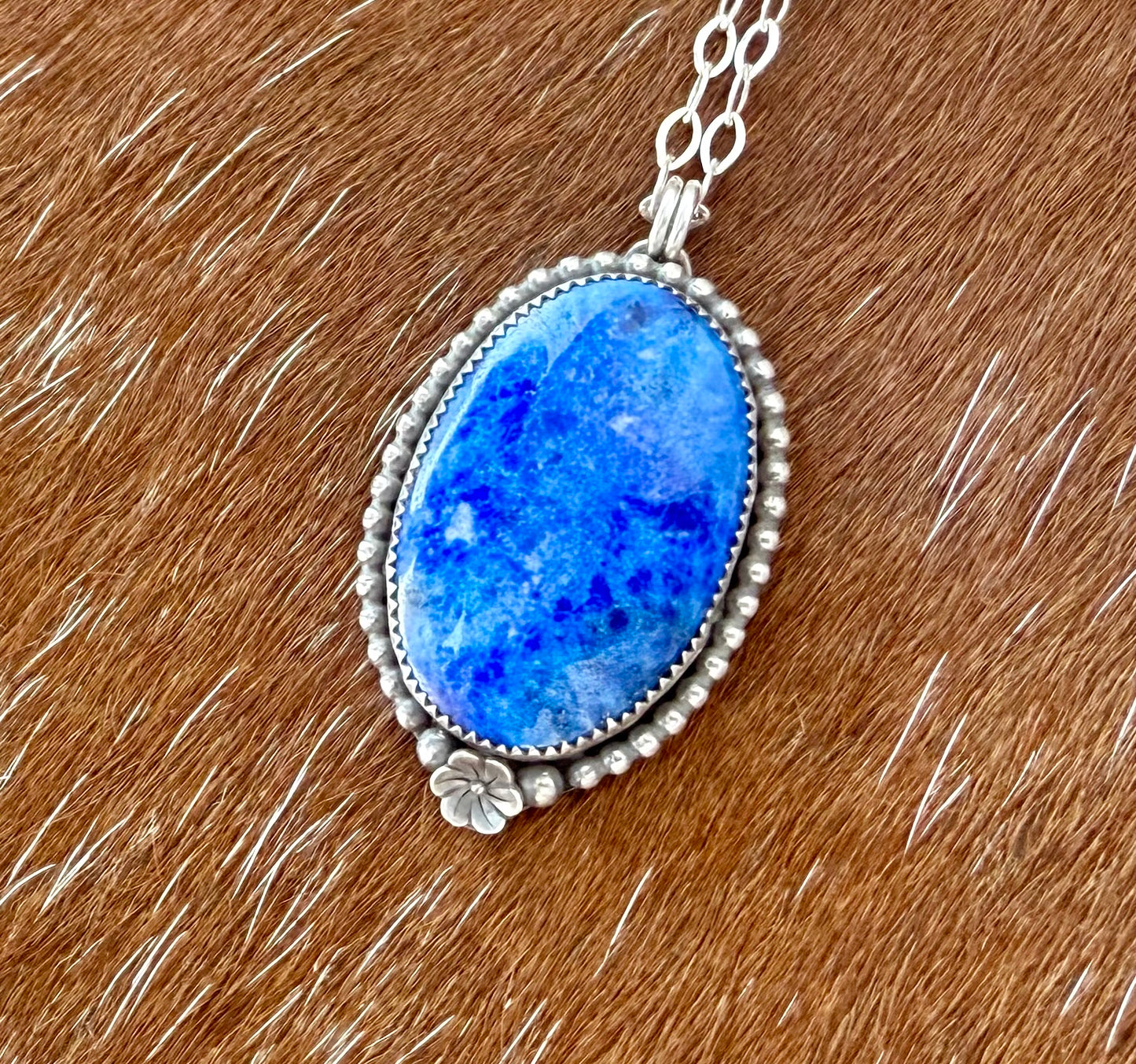 Blue Lapis Flower Necklace