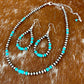 Sterling Silver Pearl 4mm and Kingman Turquoise beaded necklace