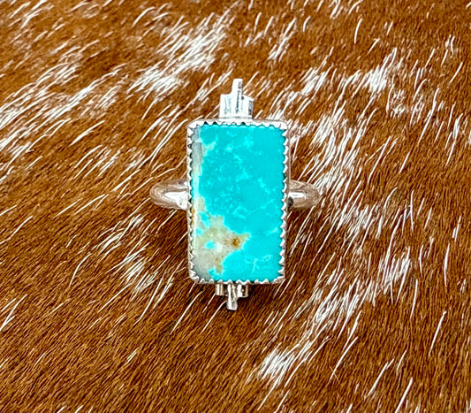 Royston Turquoise bar ring with silver flare