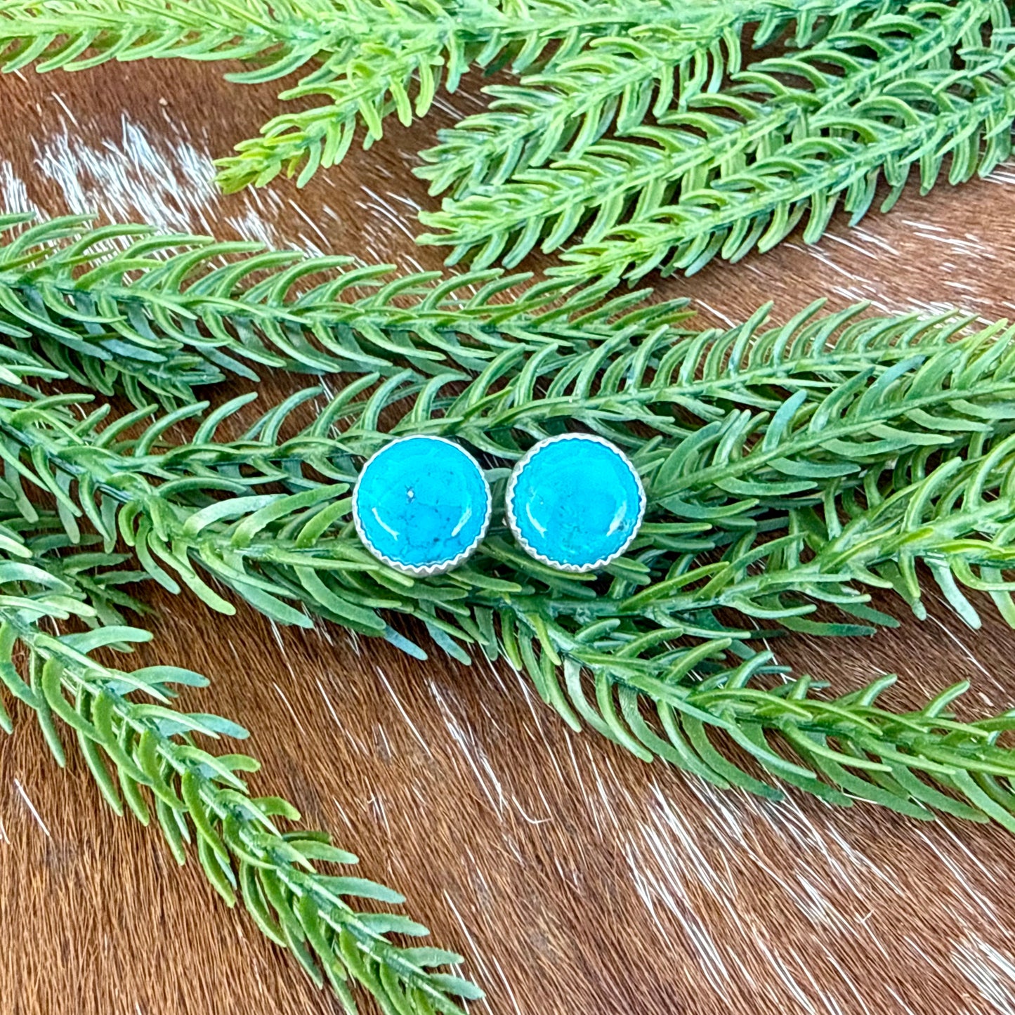 Kingman Turquoise Round stud earrings