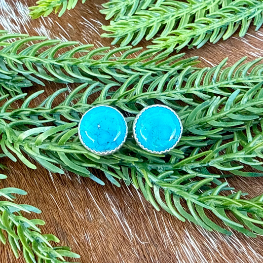 Kingman Turquoise Round stud earrings