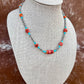 Sterling Silver Pearl 5mm, Kingman Turquoise, Spiny Oyster beaded necklace