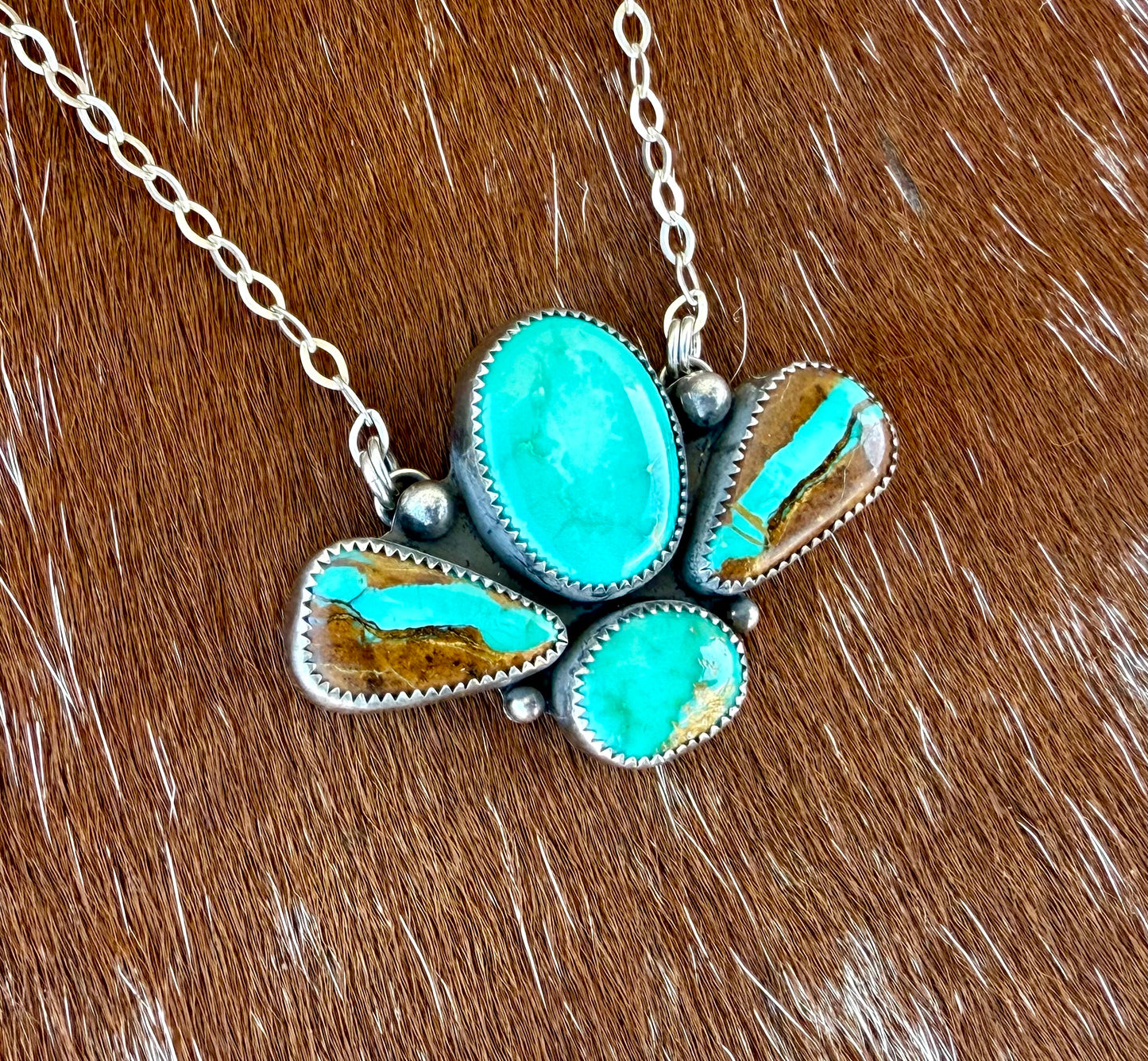 Carico Lake Turquoise, Sonoran Gold Turquoise, Royston Ribbon Turquoise Four Stone Necklace