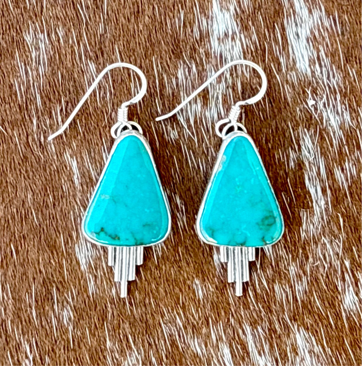 Royston Turquoise Dangle Earrings with Silver Flare