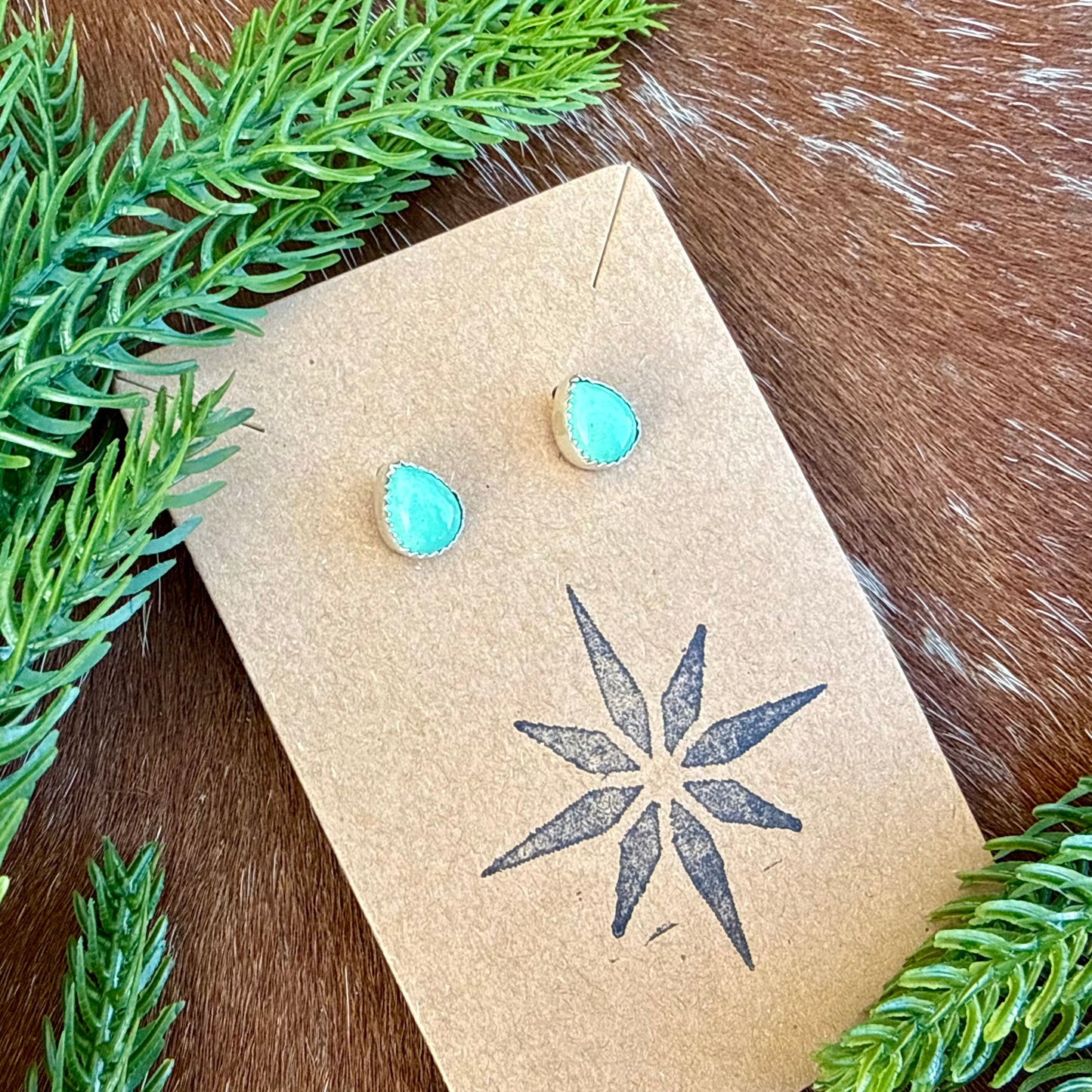 Kingman Turquoise teardrop stud earrings
