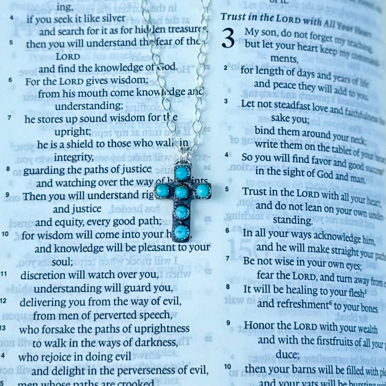 Mini Multi Stone Kingman Turquoise Cross Necklace