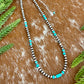 Sterling Silver Pearl 4mm and Kingman Turquoise beaded necklace