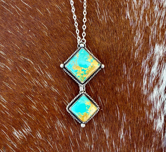 Royston Turquoise Double Stone diamond necklace
