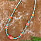 Sterling Silver Pearl 5mm, Kingman Turquoise, Spiny Oyster beaded necklace