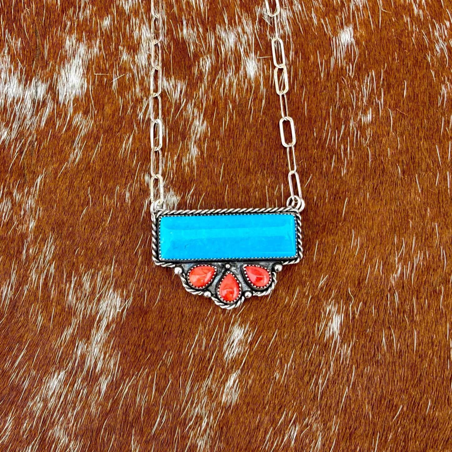 Kingman Turquoise and Spiny Oyster necklace