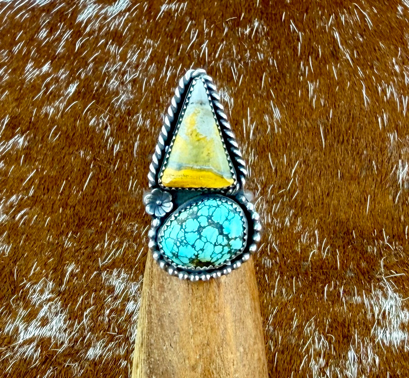 Bumble Bee Jasper & Blue Moon Turquoise Double Ring