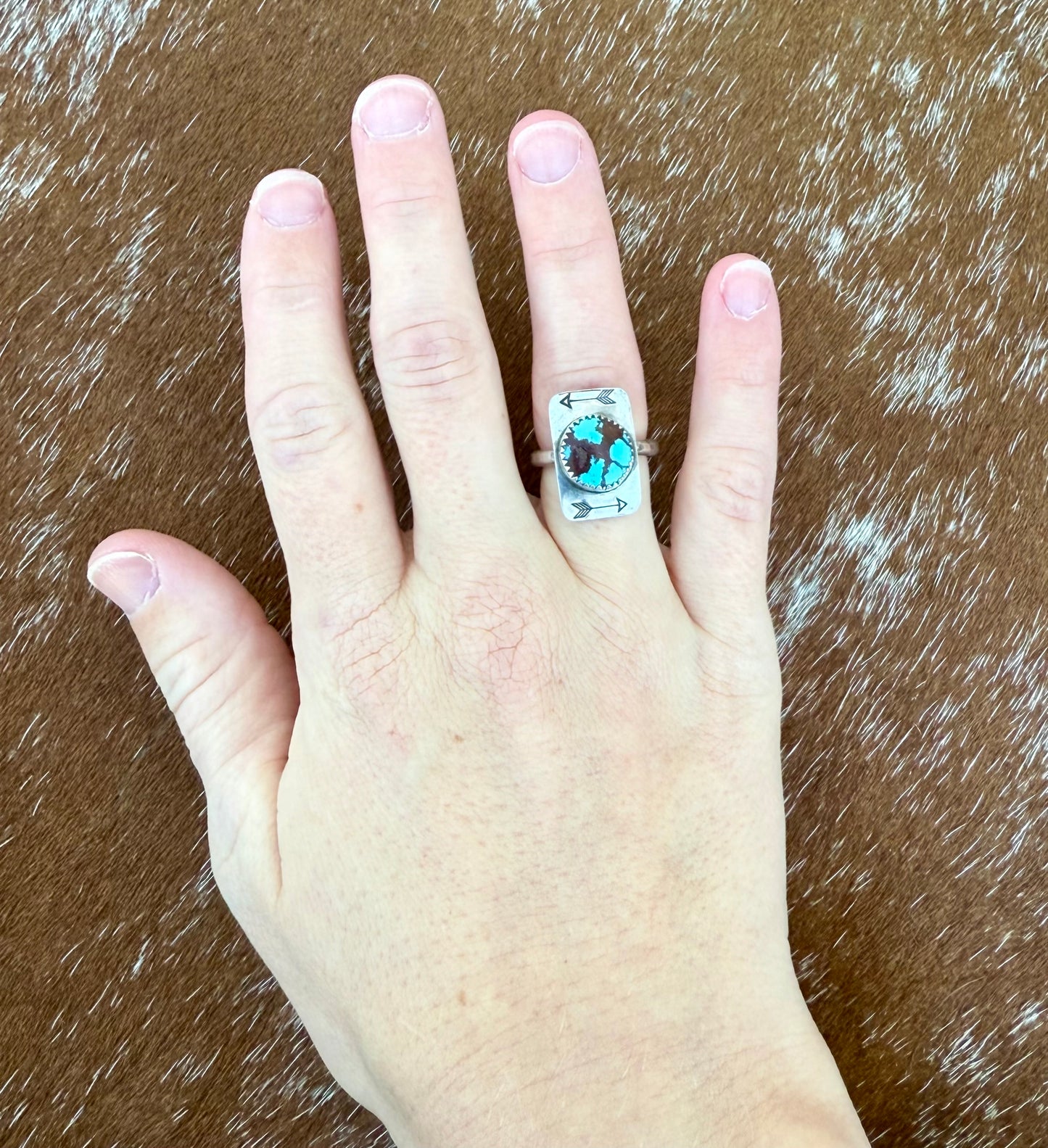 Egyptian Turquoise Arrow Stamped Ring