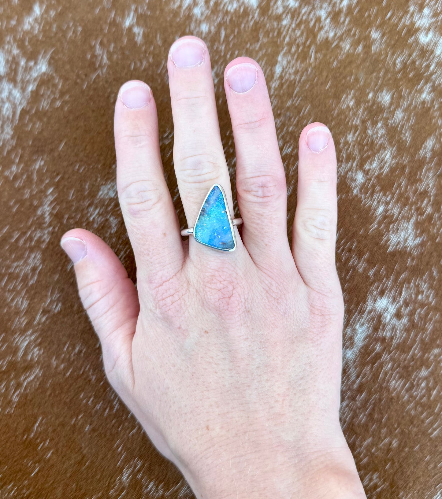Fine Australian Boulder Opal Ring