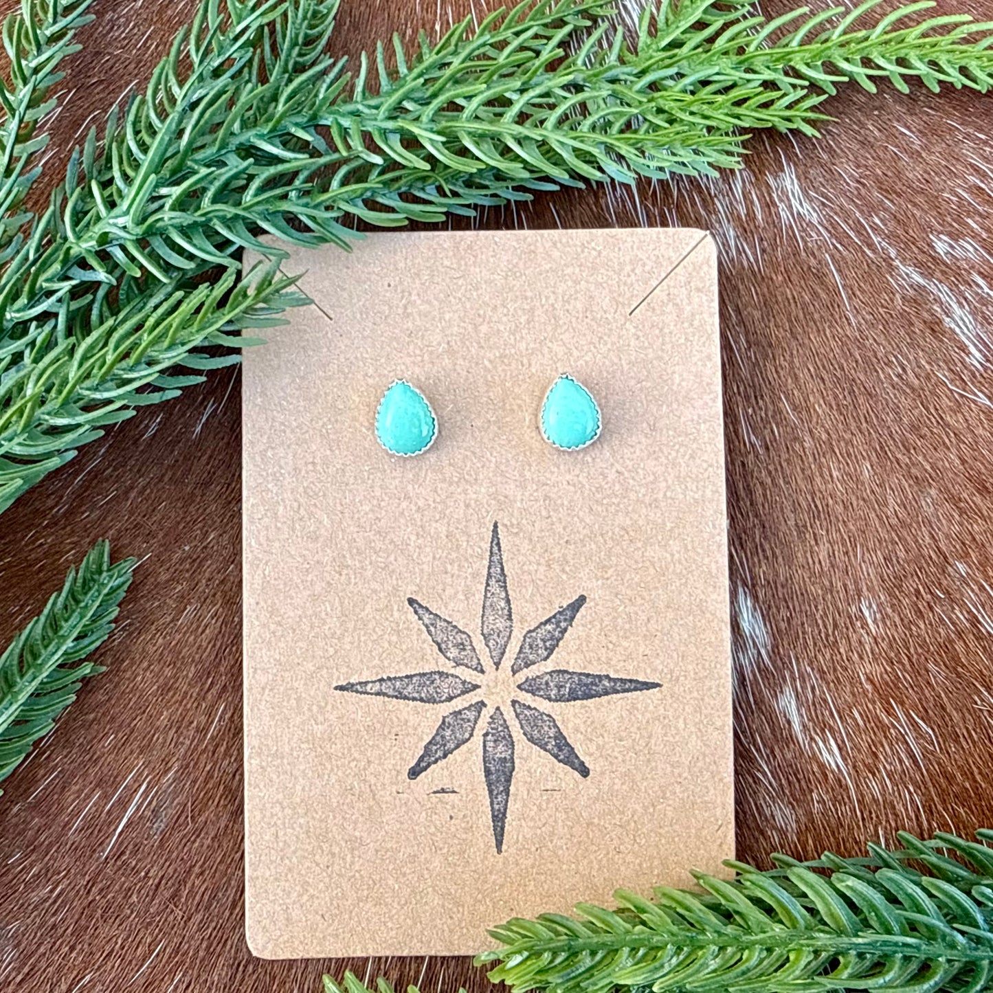 Kingman Turquoise teardrop stud earrings