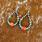 Sterling Silver Pearls 5mm, Kingman turquoise beads, Spiny Oyster beads earrings