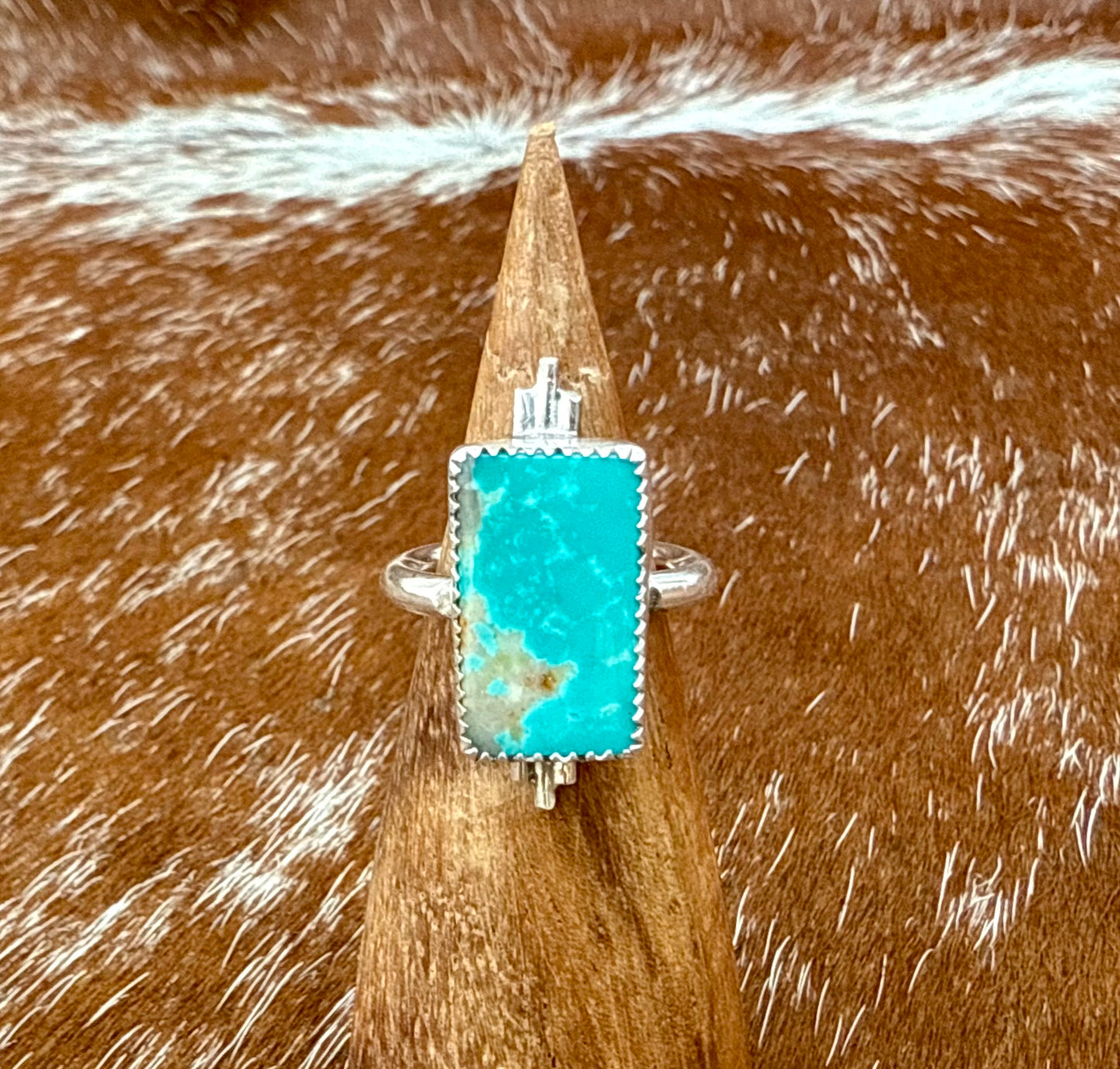 Royston Turquoise bar ring with silver flare