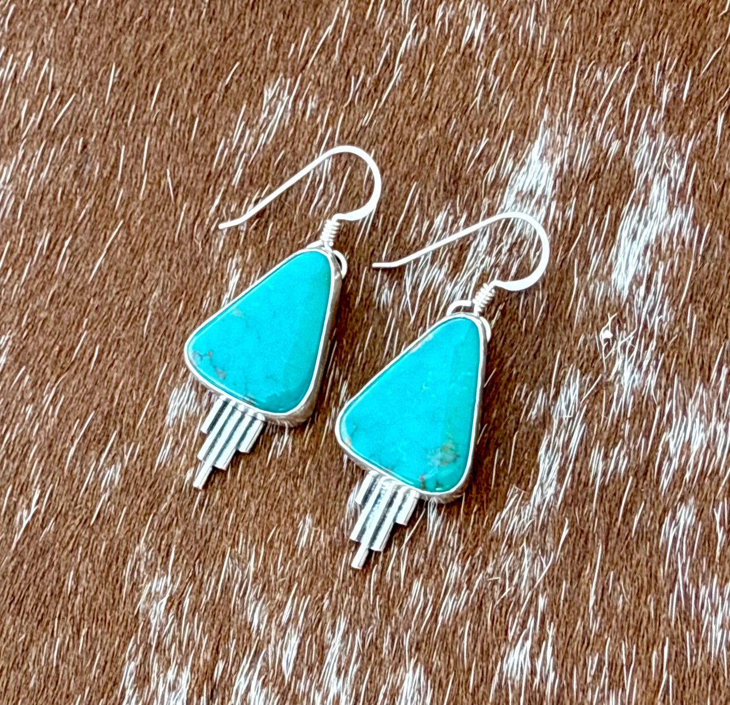 Royston Turquoise Dangle Earrings with Silver Flare