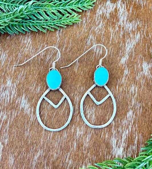 Egyptian Turquoise Dangle Hoop Earrings
