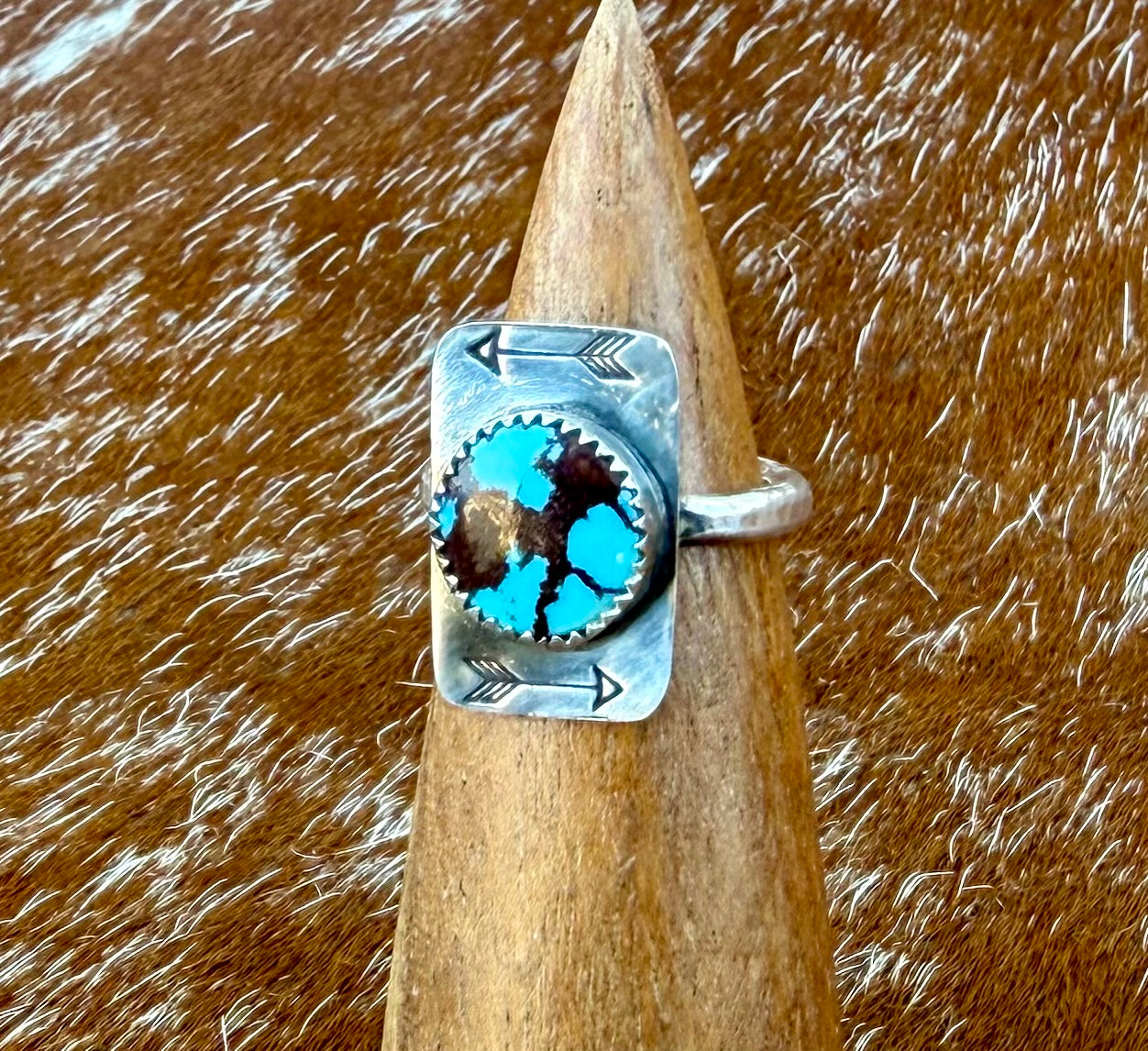 Egyptian Turquoise Arrow Stamped Ring