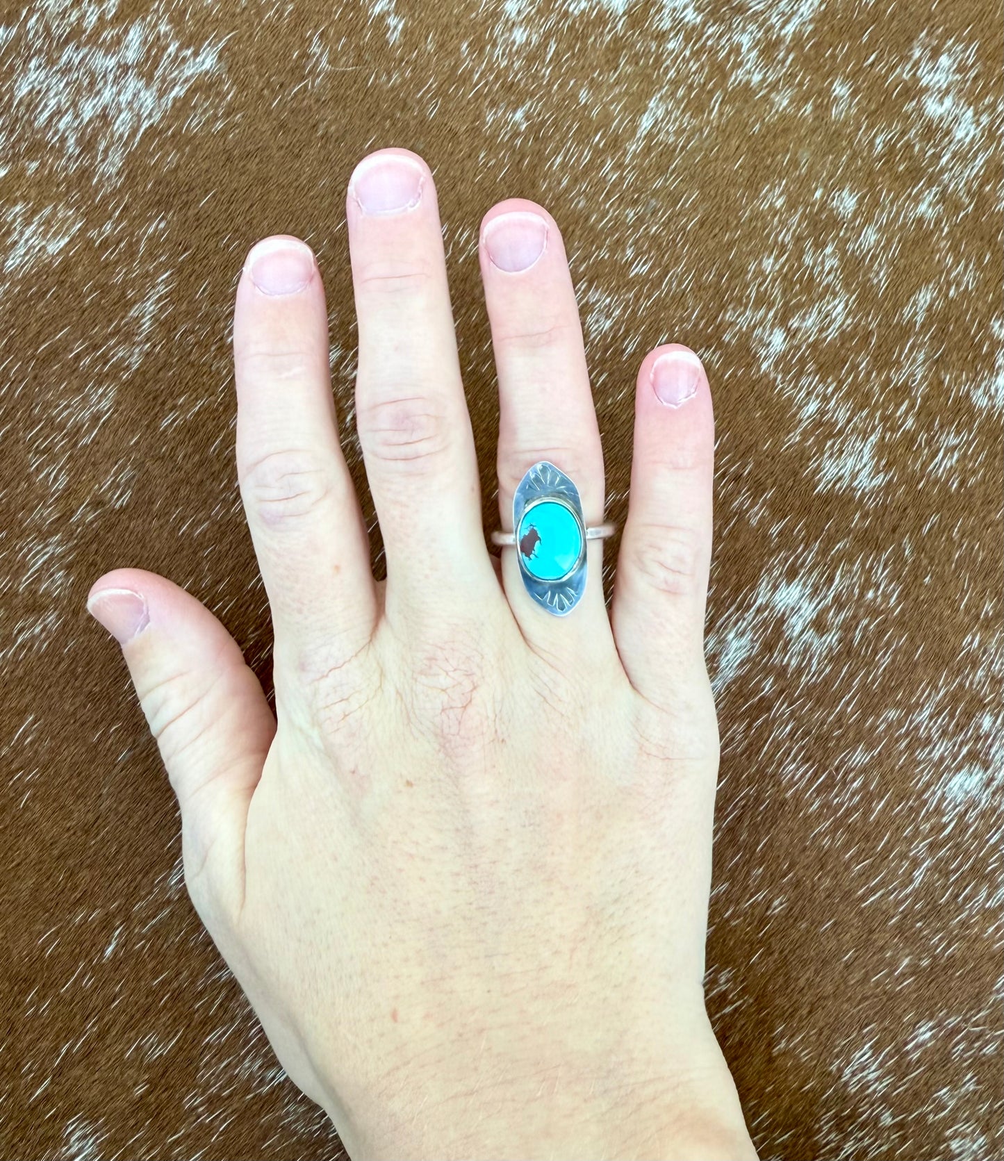 Egyptian Turquoise Stamped Ring