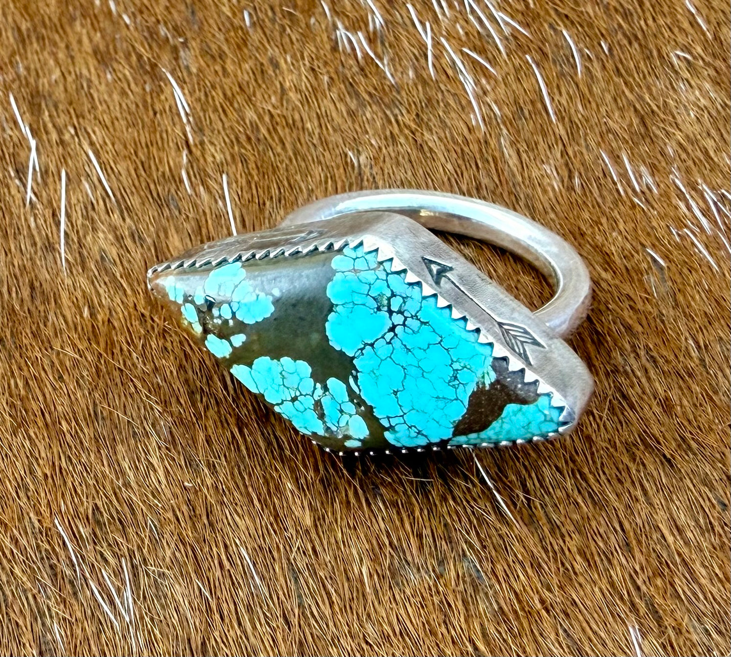 Turquoise #8 Stamped Arrow Ring