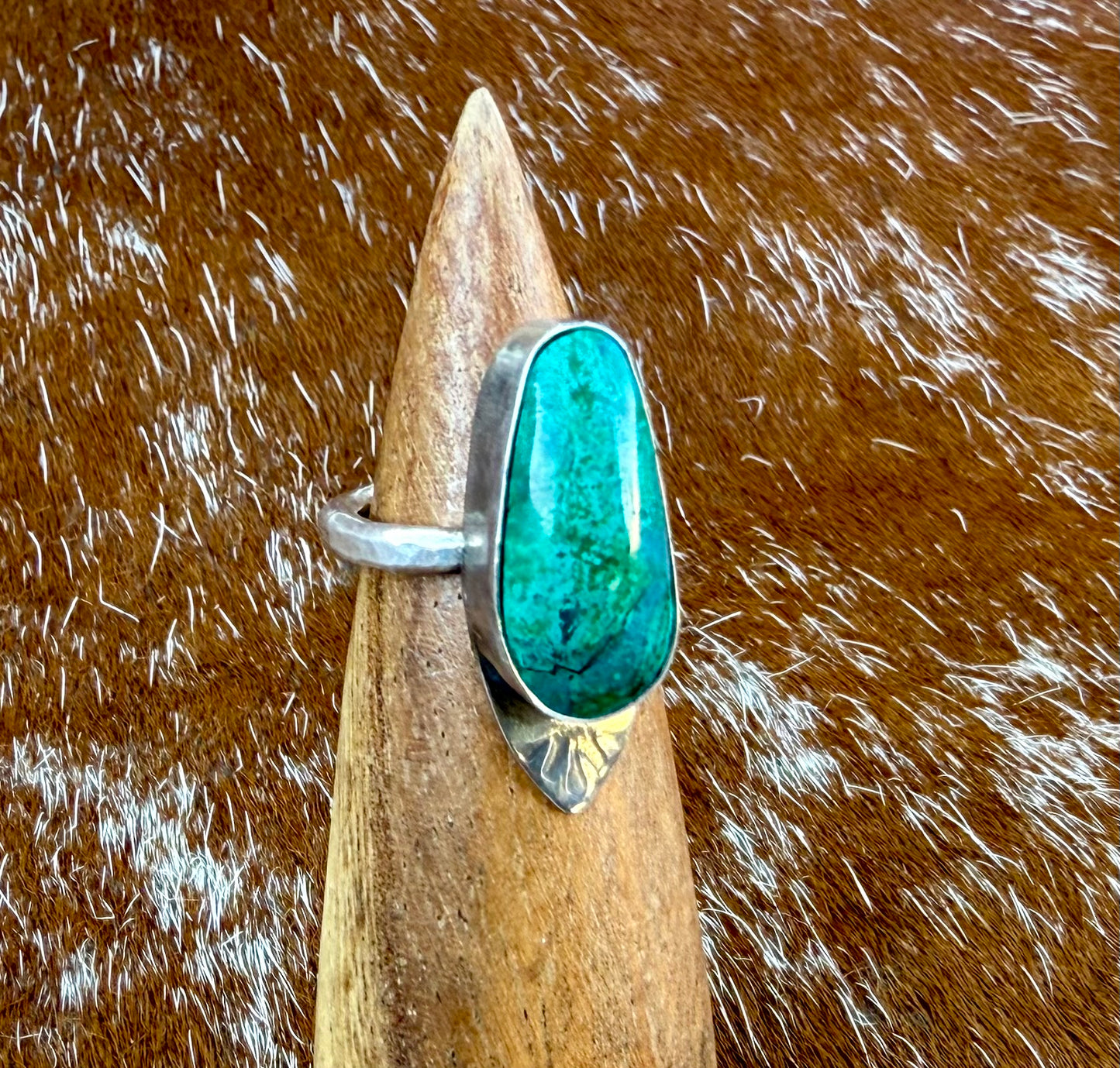 Chrysocolla Arrow Accent Stamped Ring