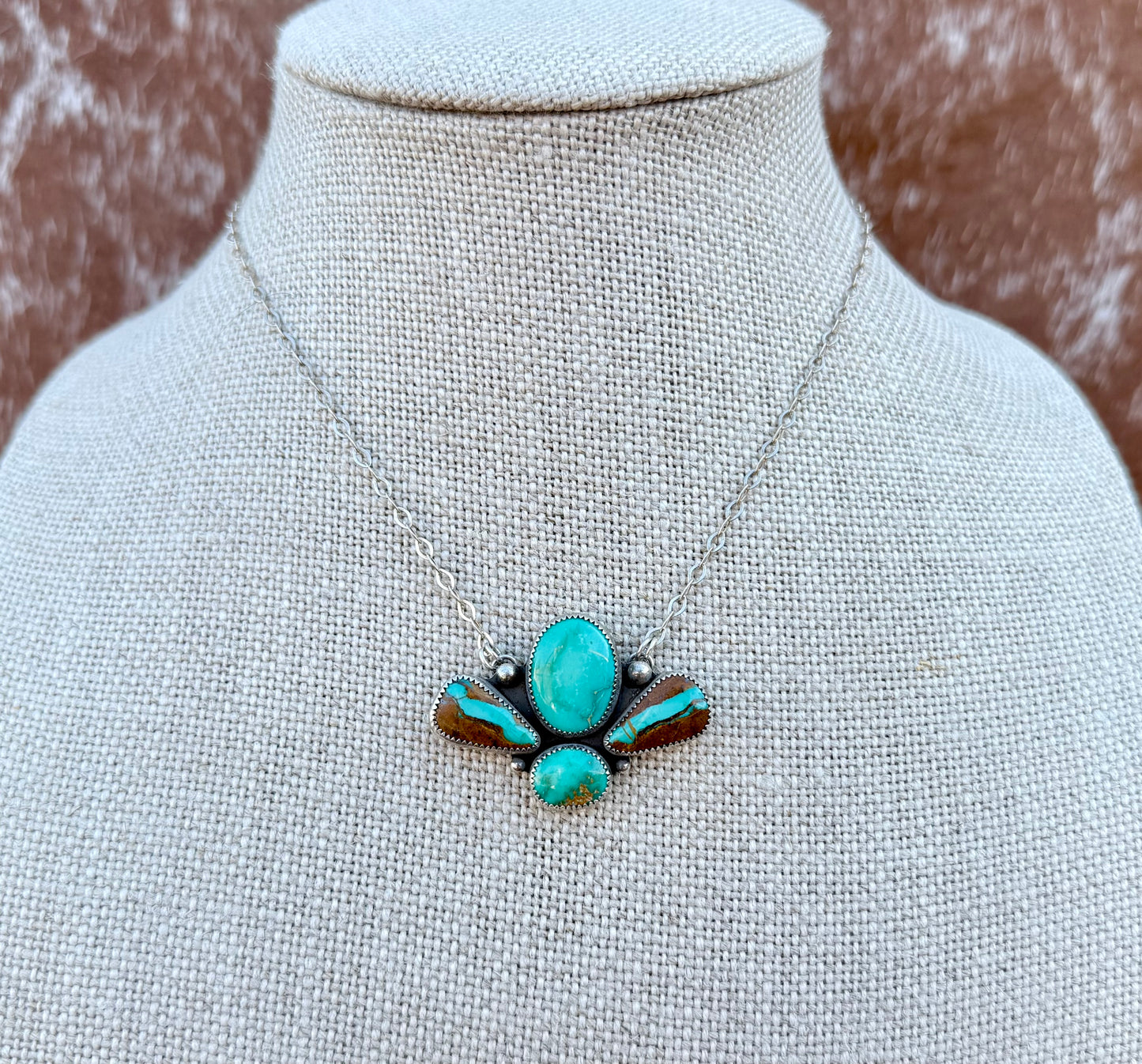 Carico Lake Turquoise, Sonoran Gold Turquoise, Royston Ribbon Turquoise Four Stone Necklace