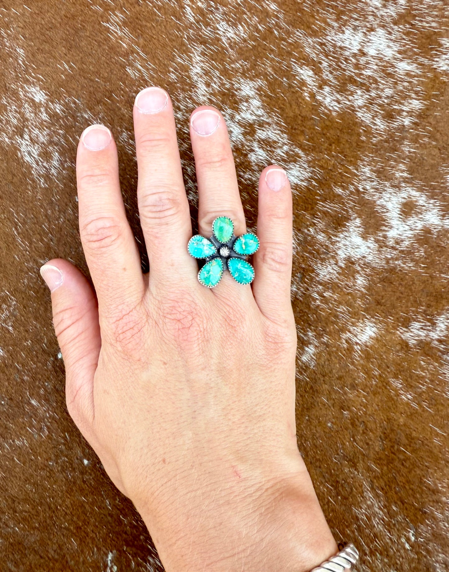 Multi Stone Sonoran Gold Turquoise Flower Ring