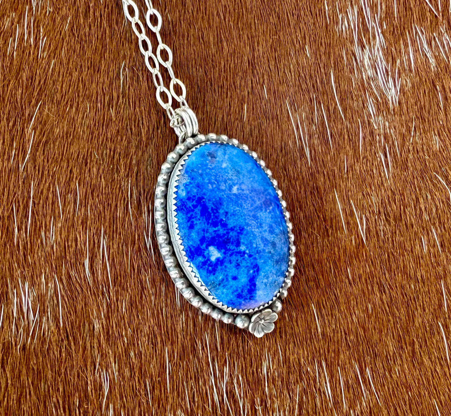 Blue Lapis Flower Necklace