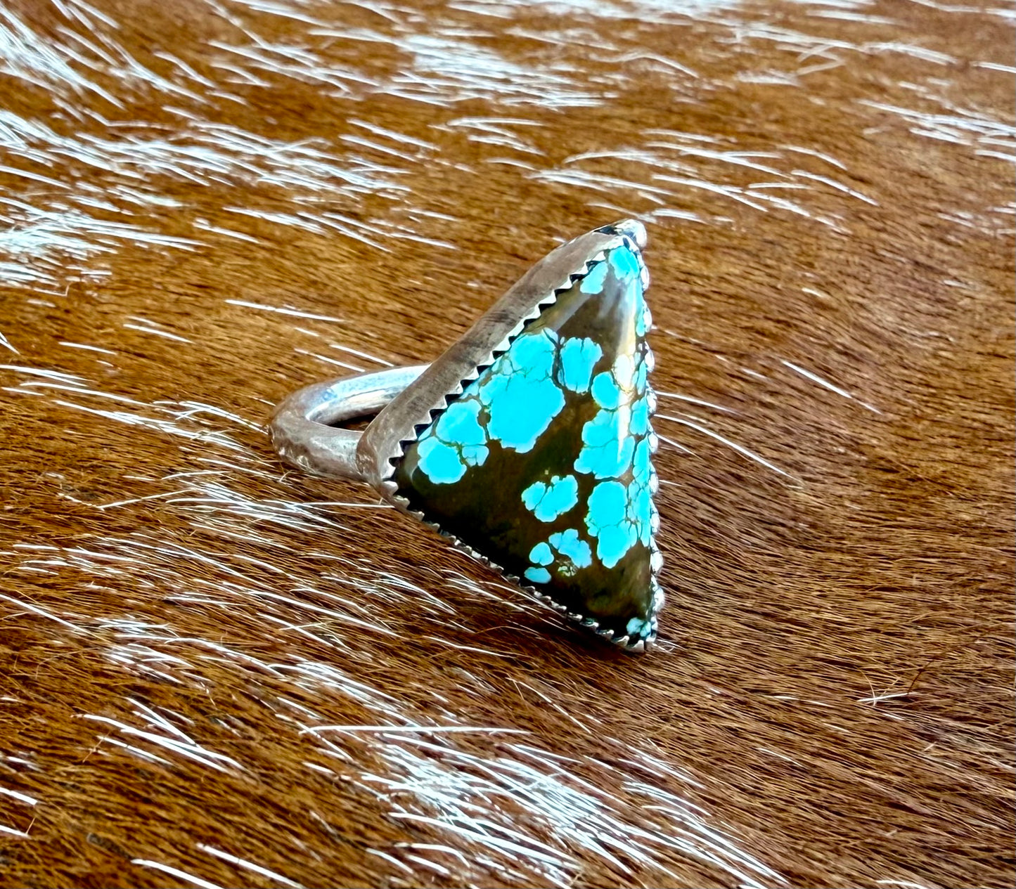 Number 8 Turquoise Triangle Ring
