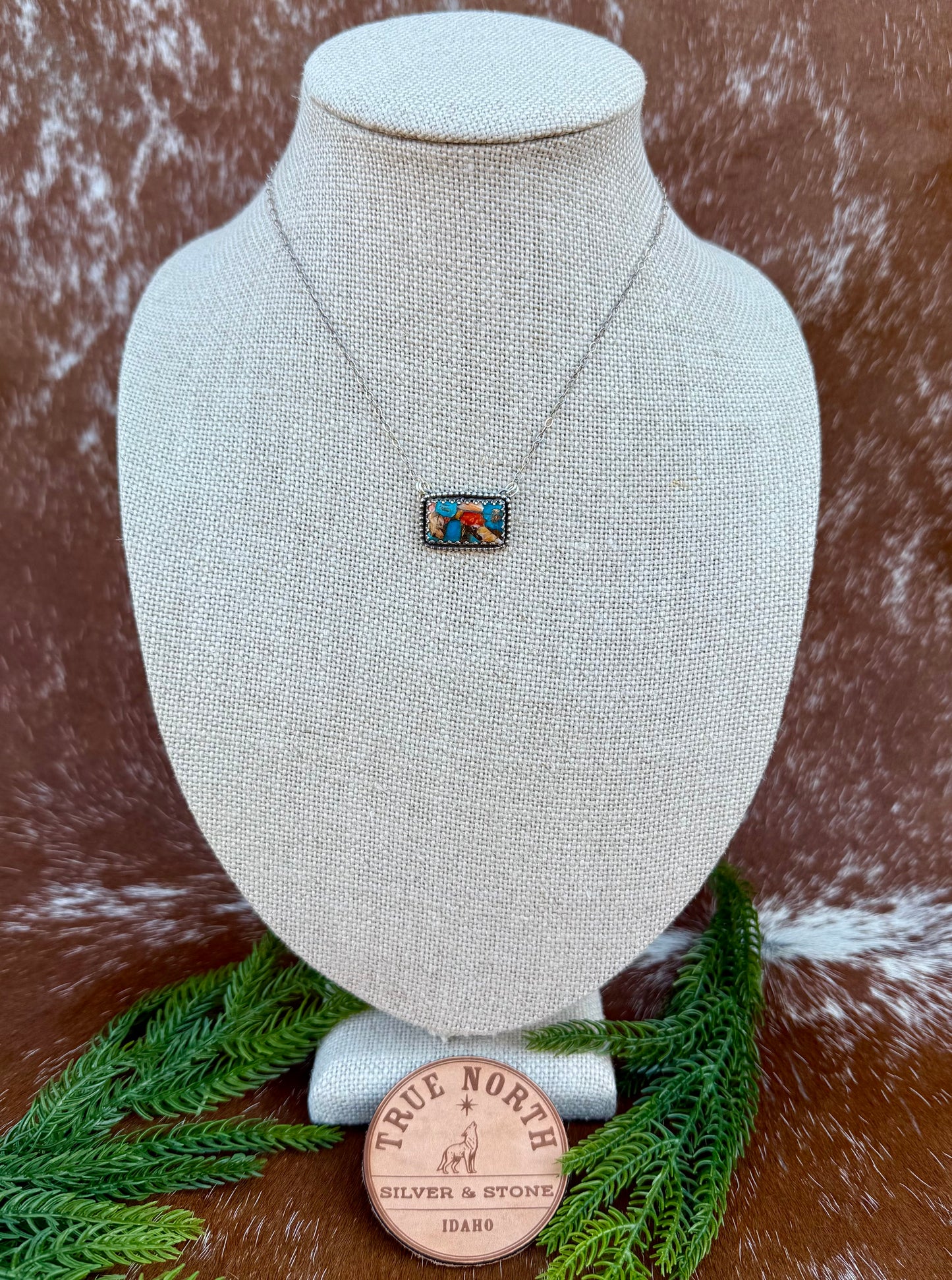 Kingman Turquoise Composite Bar Necklace