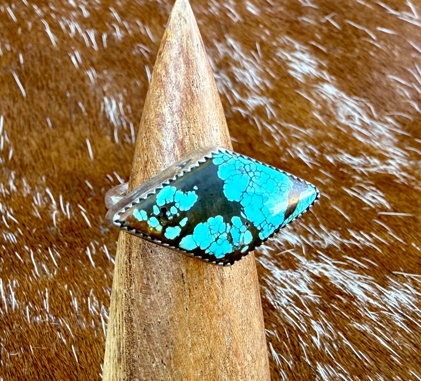 Turquoise #8 Stamped Arrow Ring
